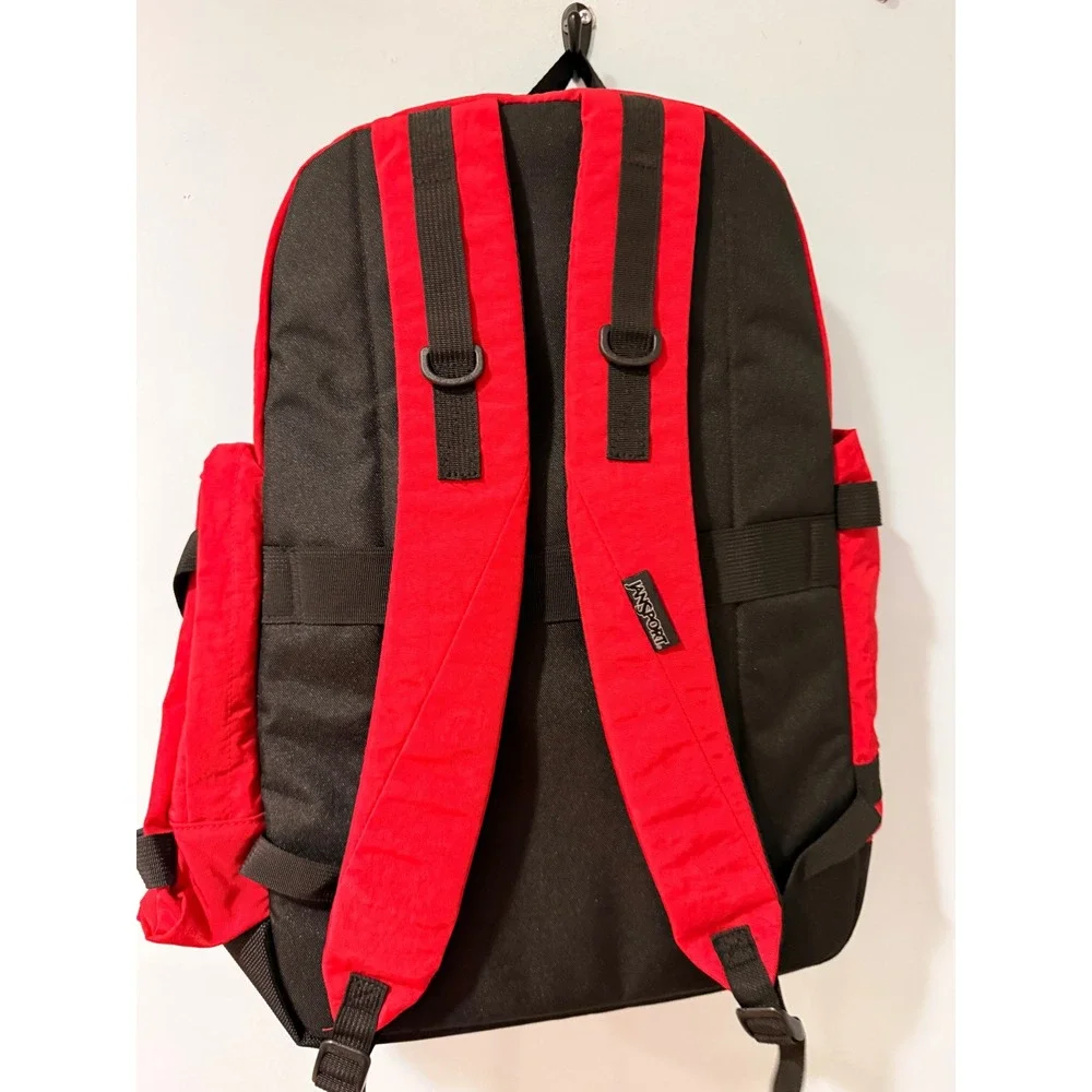 JanSport Red Blue Multi Pocket Backpack Adjustable Straps Travel School Bag